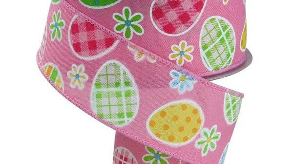 Easter Elegance: How to Check Plaid Ribbon in Light Pink Adds Sophistication - Michelle's aDOORable Creations