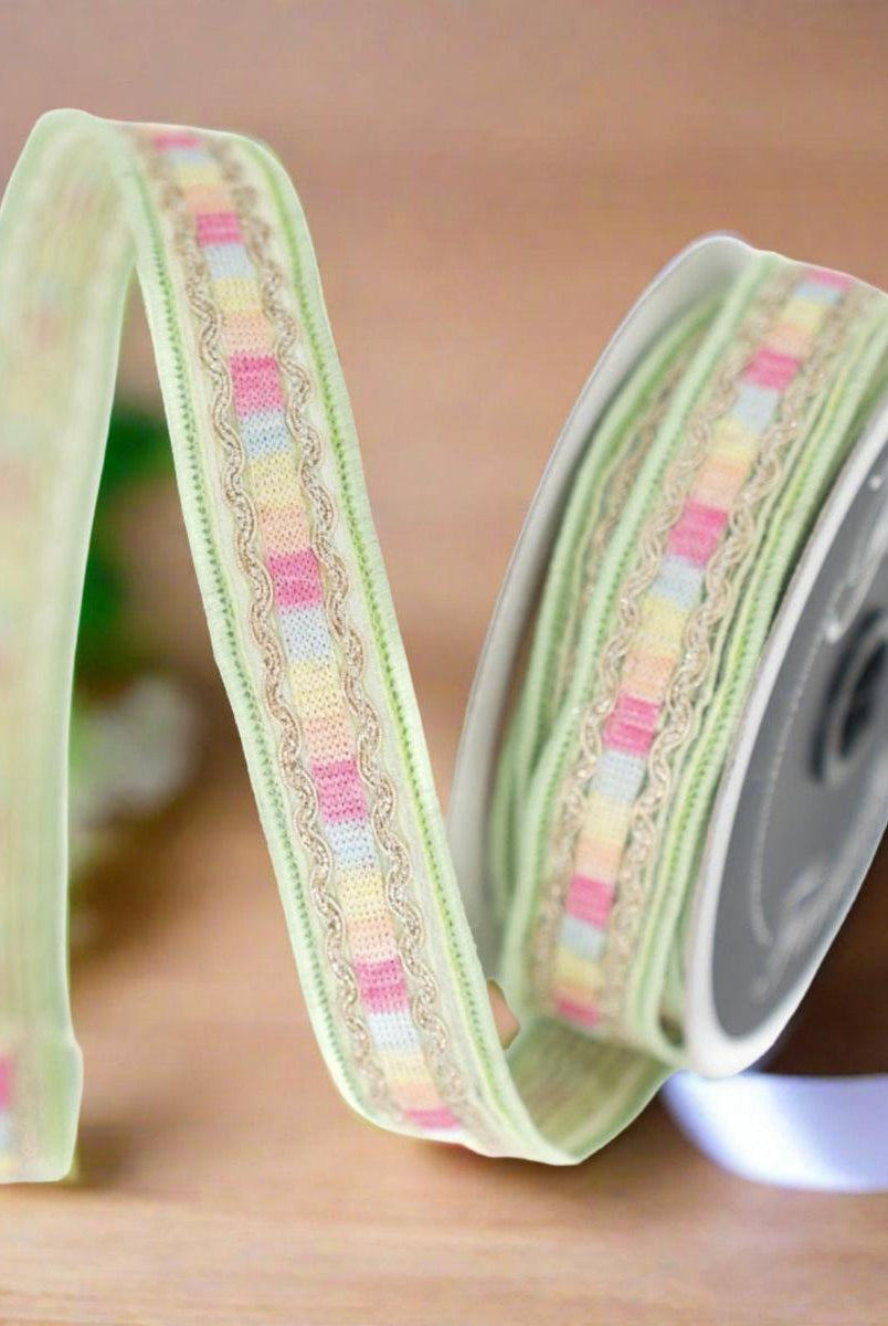 Shop For 1" Pastel Border Ribbon: Green (10 Yards) at Michelle's aDOORable Creations