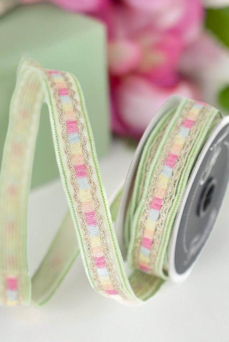 Shop For 1" Pastel Border Ribbon: Green (10 Yards) at Michelle's aDOORable Creations