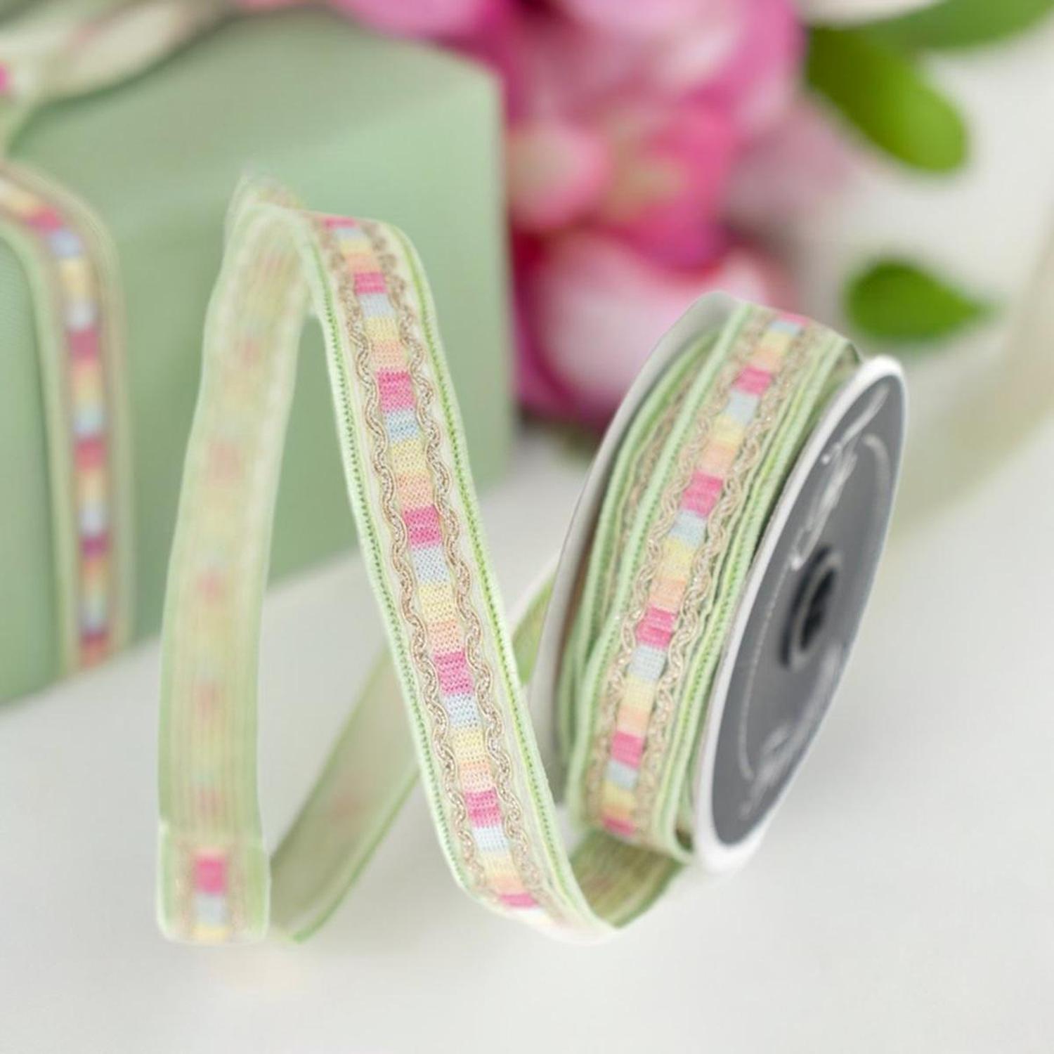 Shop For 1" Pastel Border Ribbon: Green (10 Yards) at Michelle's aDOORable Creations