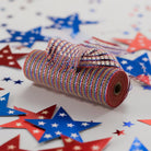 Shop For 10" All Foil Thin Stripes Mesh Ribbon: Red, Natural, Blue (10 Yards) at Michelle's aDOORable Creations