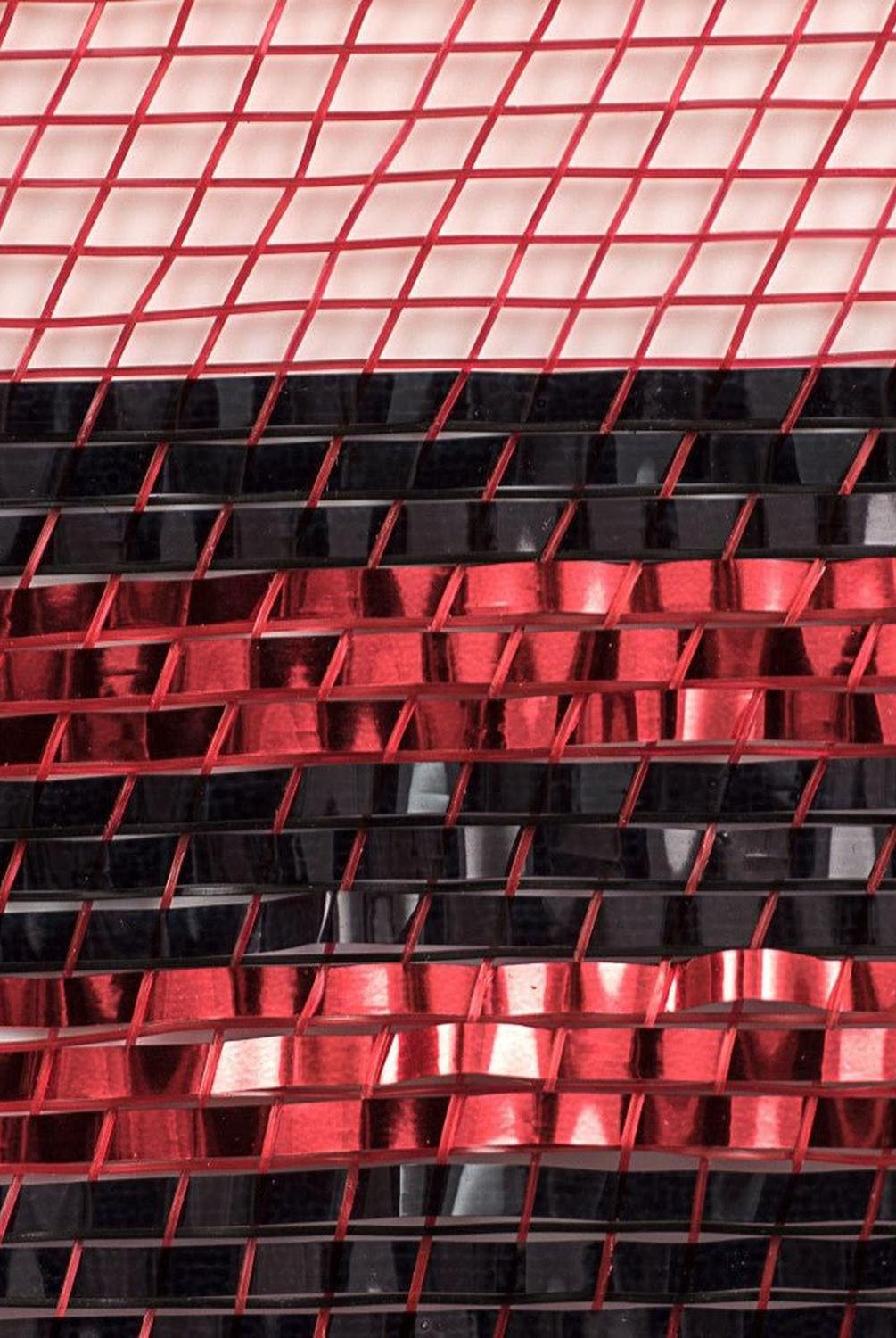 10" Border Stripe Metallic Mesh Ribbon: Red/Black (10 Yards)