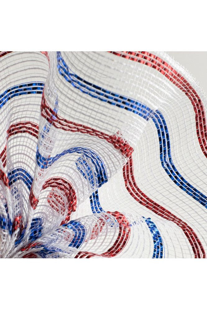 10" Cotton Poly Deco Mesh: Red/White/Blue (10 Yards) - Michelle's aDOORable Creations - Poly Deco Mesh