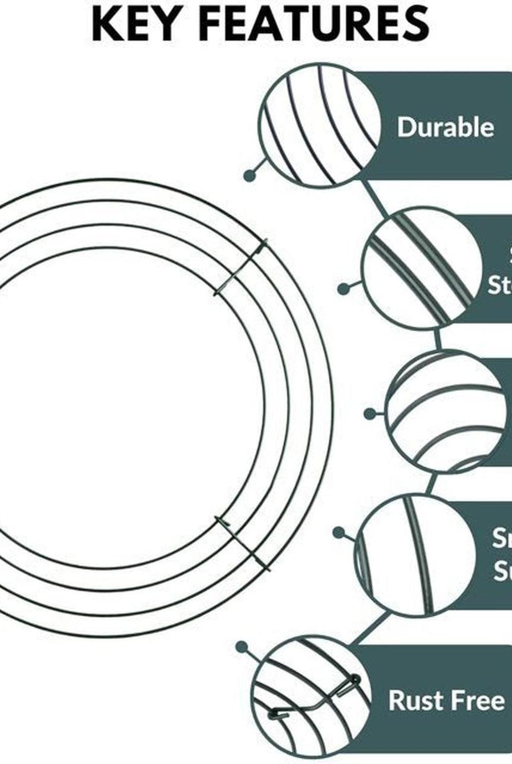 10-inch Plain Wire Wreath Form: 3 Wire Black Frames