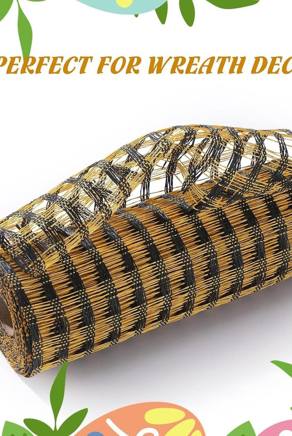 10" Poly Burlap Check Mesh Ribbon: Black & Yellow