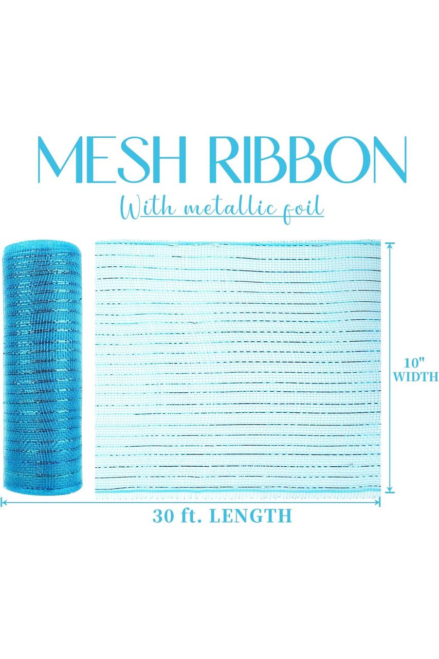 10" Poly Deco Mesh: Metallic Turquoise (10 Yards) - Michelle's aDOORable Creations - Poly Deco Mesh