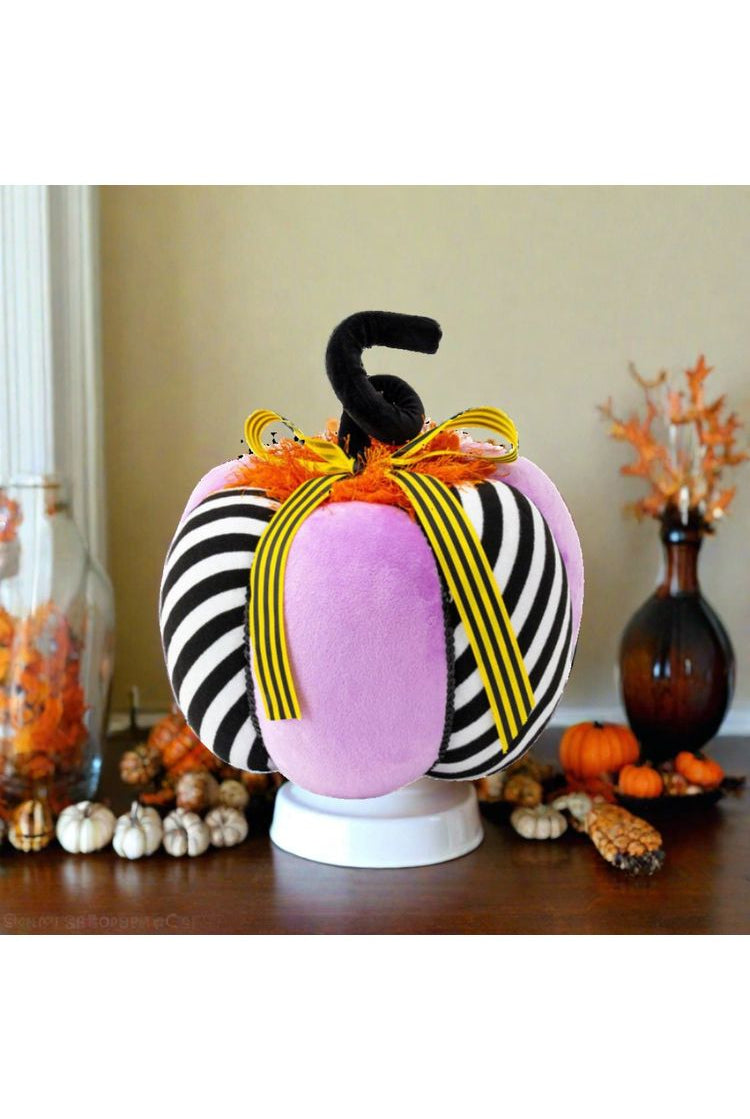 10" Velvet Striped Pumpkin: Purple - Michelle's aDOORable Creations - Pumpkin