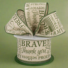Shop For 2.5" Army Ribbon: Army Green & Natural (10 Yards) at Michelle's aDOORable Creations
