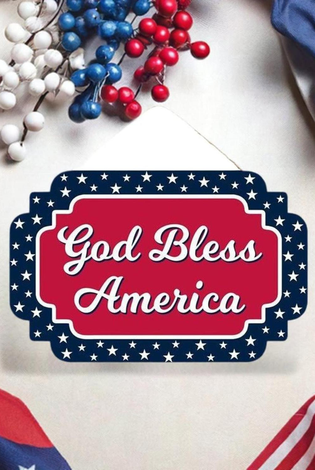 12" Wooden Sign: God Bless America