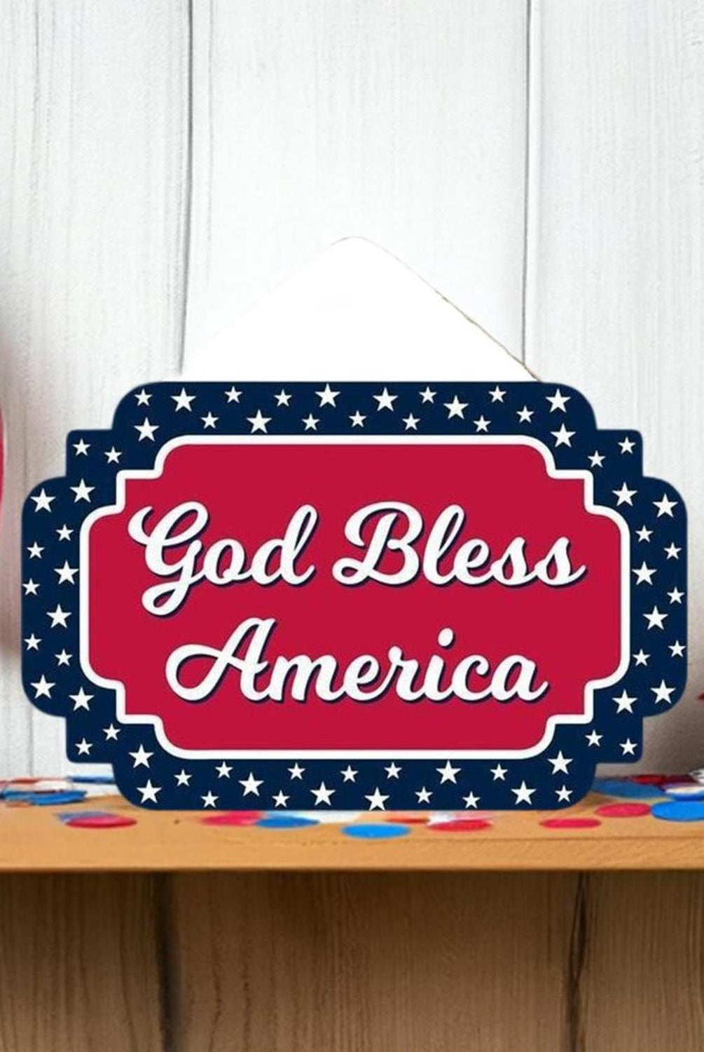 12" Wooden Sign: God Bless America