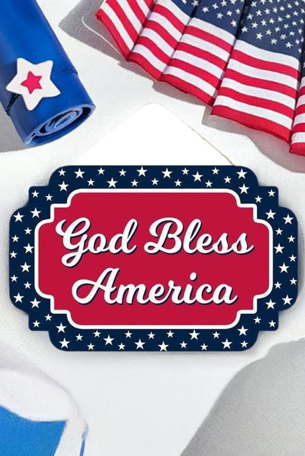 12" Wooden Sign: God Bless America