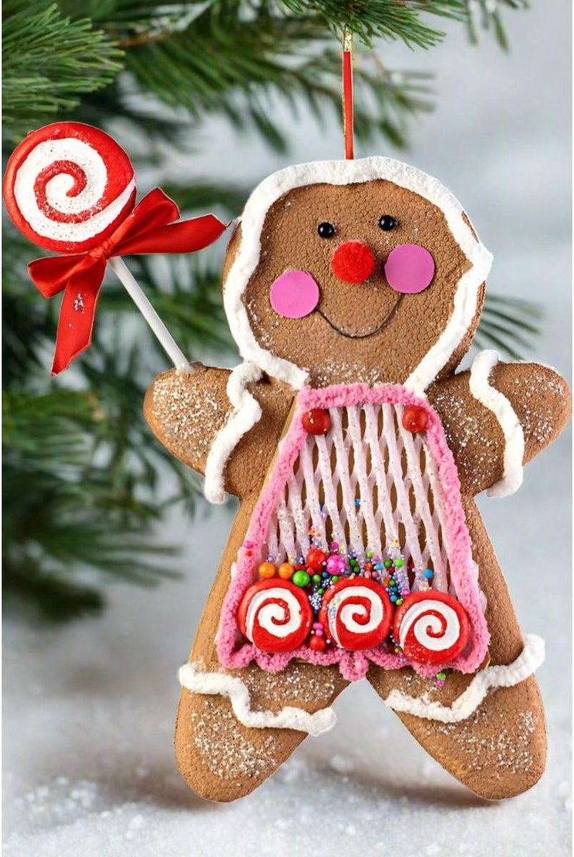 Shop For 13" Pink Gingerbread Ornament at Michelle's aDOORable Creations