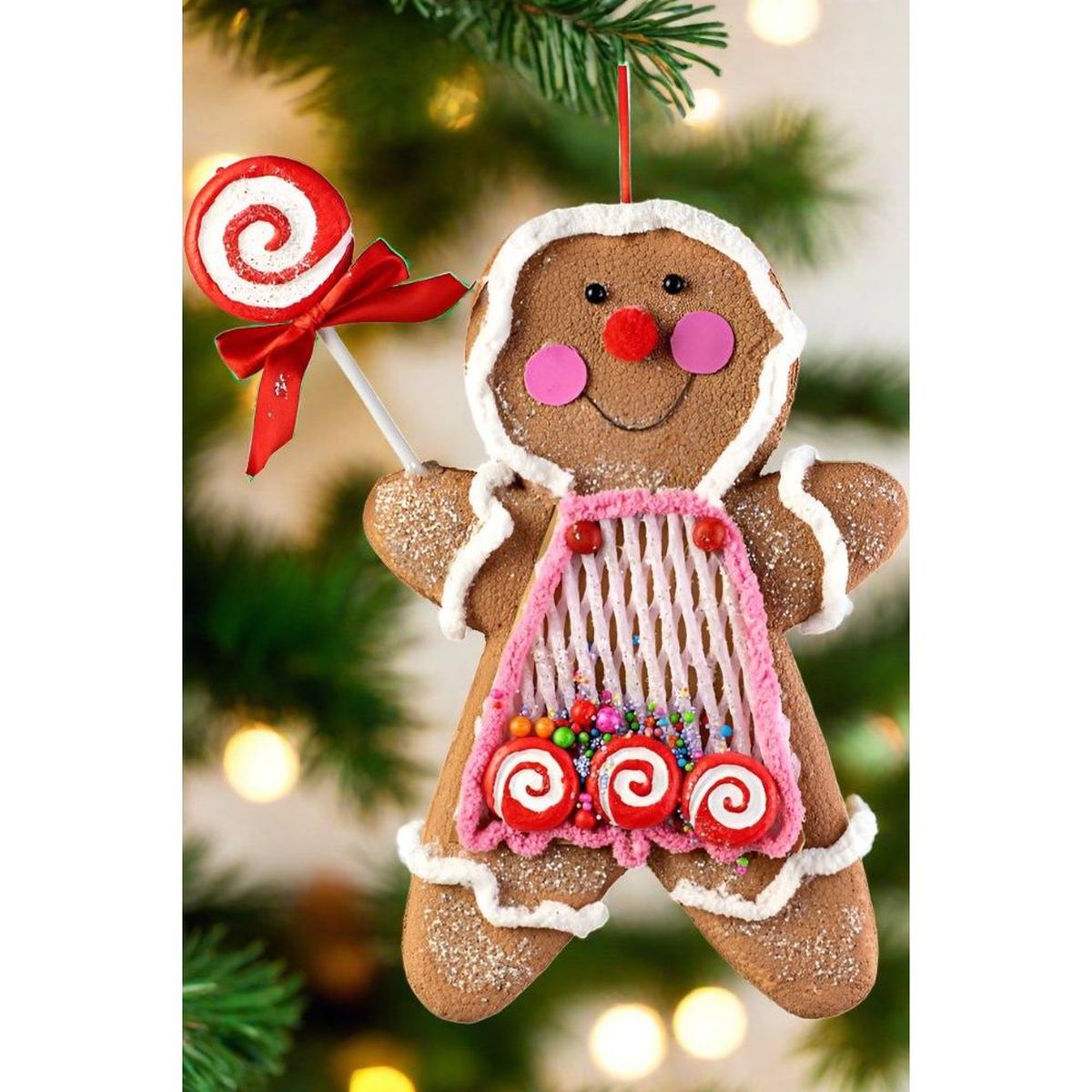 Shop For 13" Pink Gingerbread Ornament at Michelle's aDOORable Creations