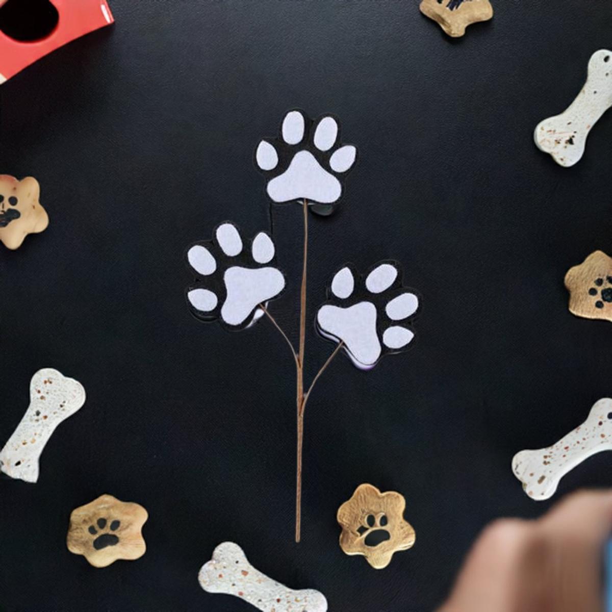 Shop For 13.5" Felt Paw Print Spray: Black/White at Michelle's aDOORable Creations