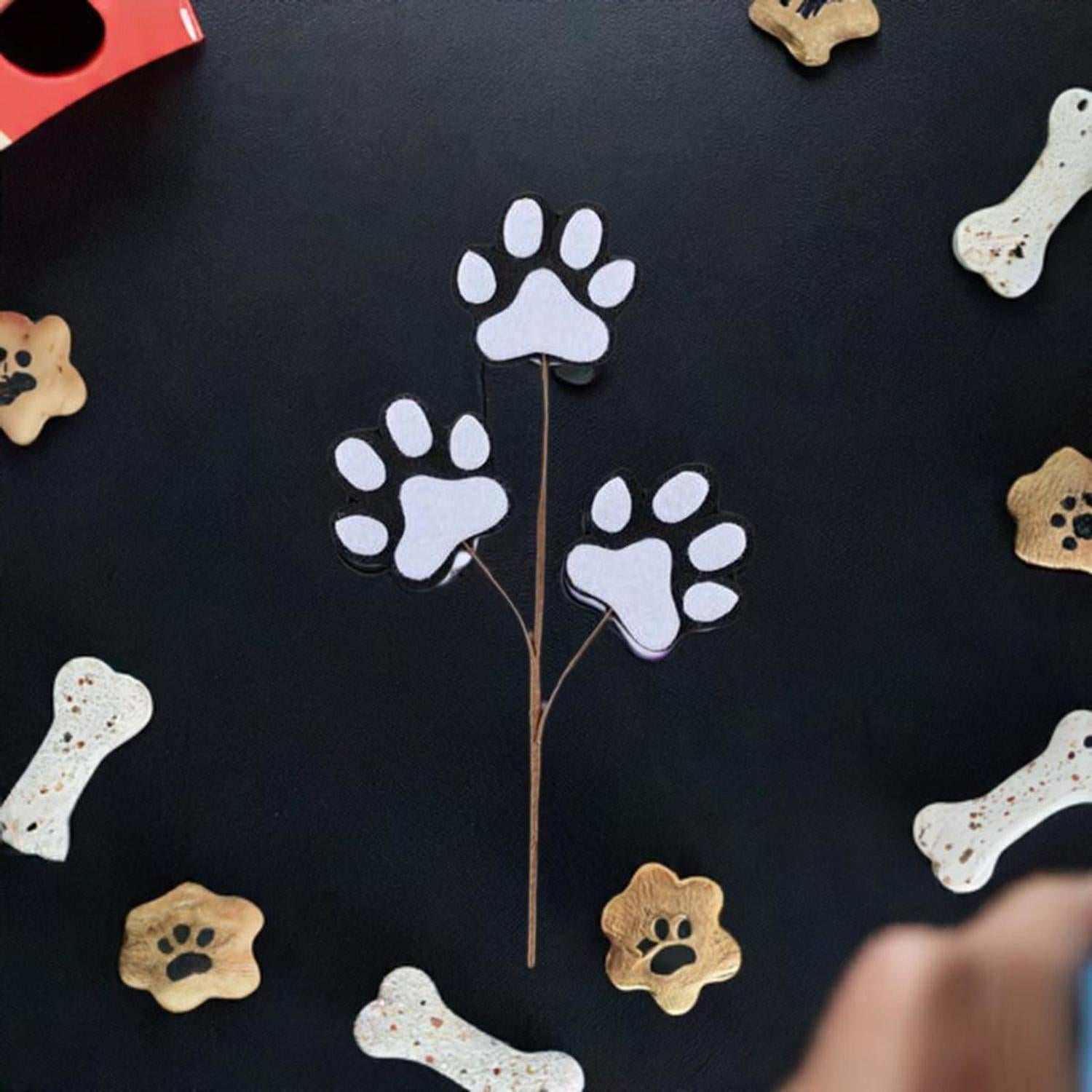 Shop For 13.5" Felt Paw Print Spray: Black/White at Michelle's aDOORable Creations