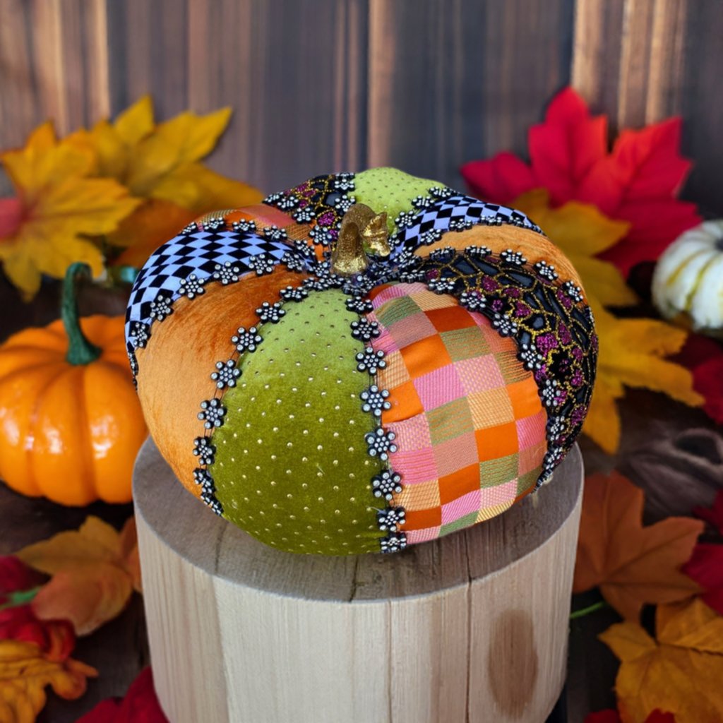 Shop For 14" Designer Diamond Trim Pumpkin: Multi at Michelle's aDOORable Creations