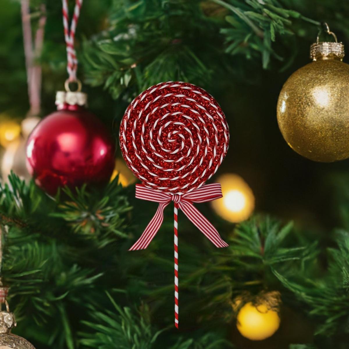 Shop For 14" Glitter Lollipop Bow Pick: Red & White at Michelle's aDOORable Creations