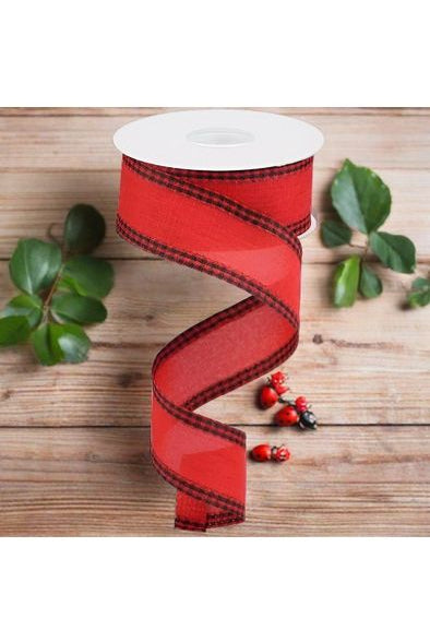 1.5" Black Gingham Edge Ribbon: Red (10 Yards) - Michelle's aDOORable Creations - Wired Edge Ribbon