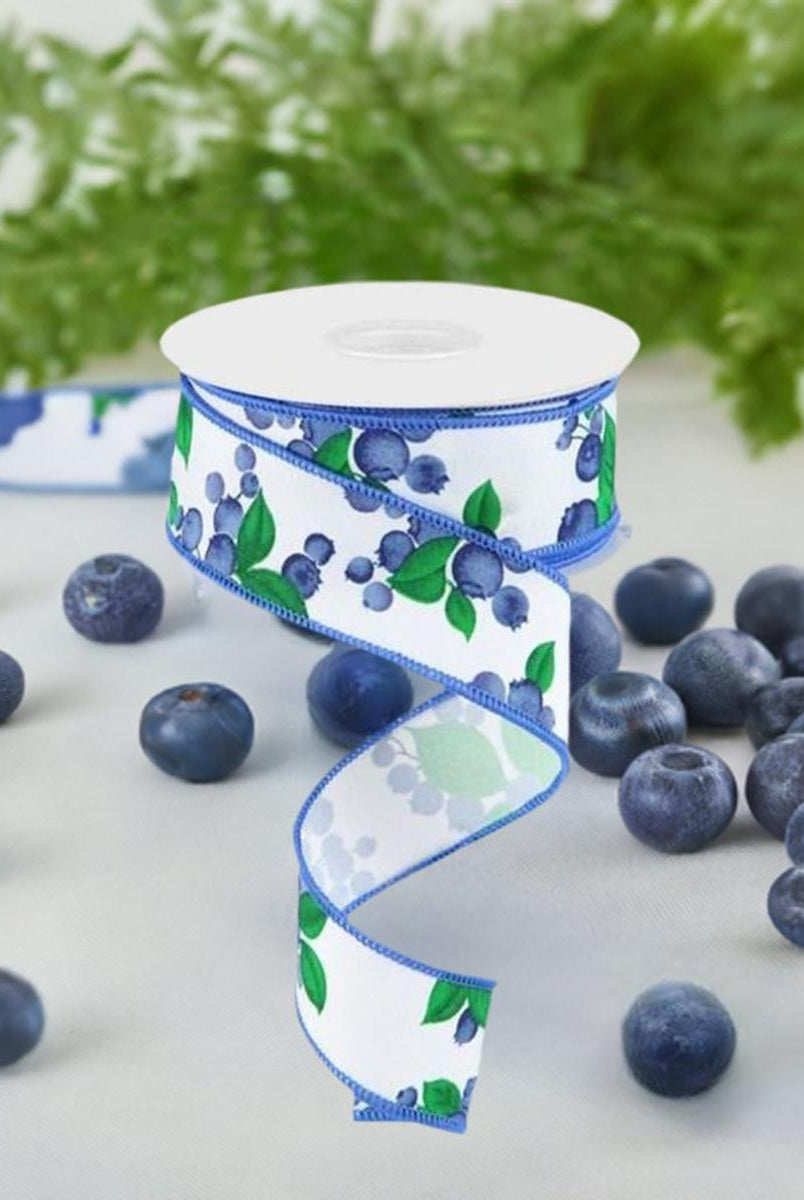 Shop For 1.5" Blueberry Ribbon: White (10 Yards) at Michelle's aDOORable Creations