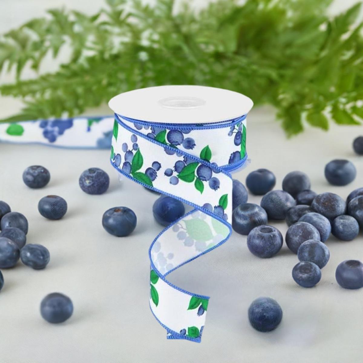 Shop For 1.5" Blueberry Ribbon: White (10 Yards) at Michelle's aDOORable Creations