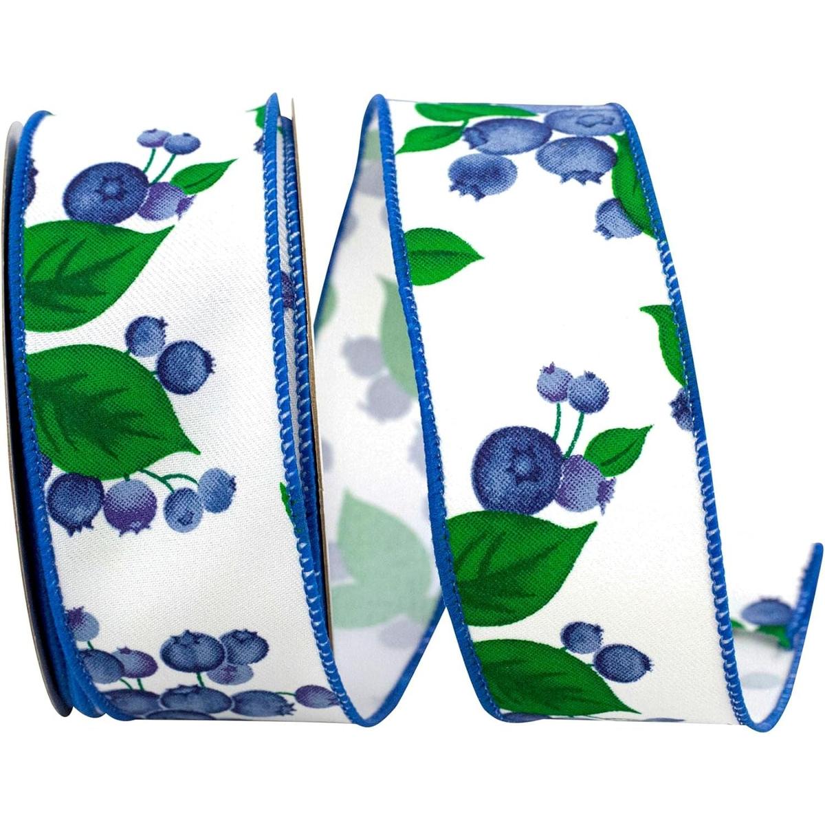 Shop For 1.5" Blueberry Ribbon: White (10 Yards) at Michelle's aDOORable Creations