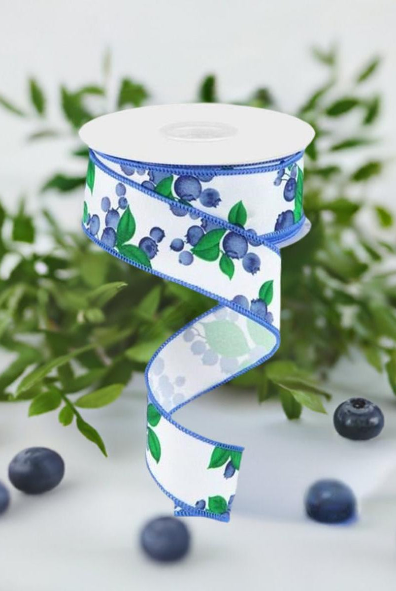 Shop For 1.5" Blueberry Ribbon: White (10 Yards) at Michelle's aDOORable Creations