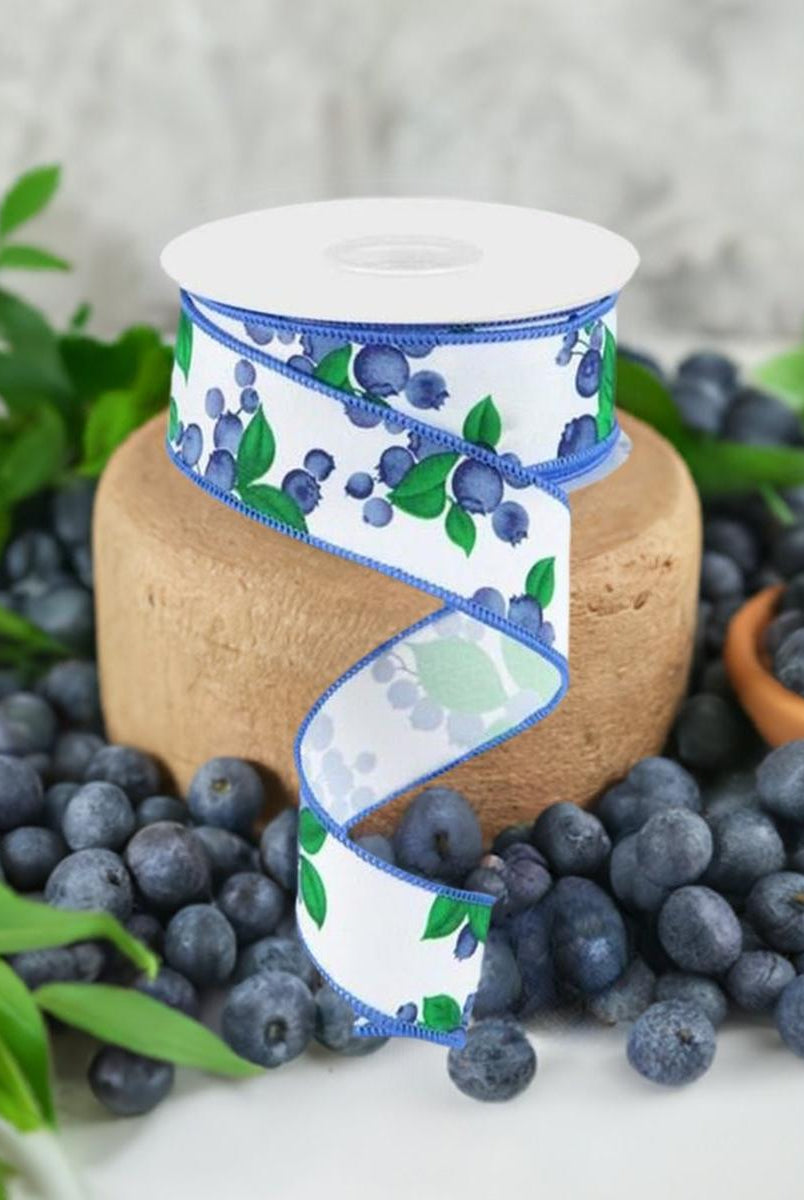 Shop For 1.5" Blueberry Ribbon: White (10 Yards) at Michelle's aDOORable Creations