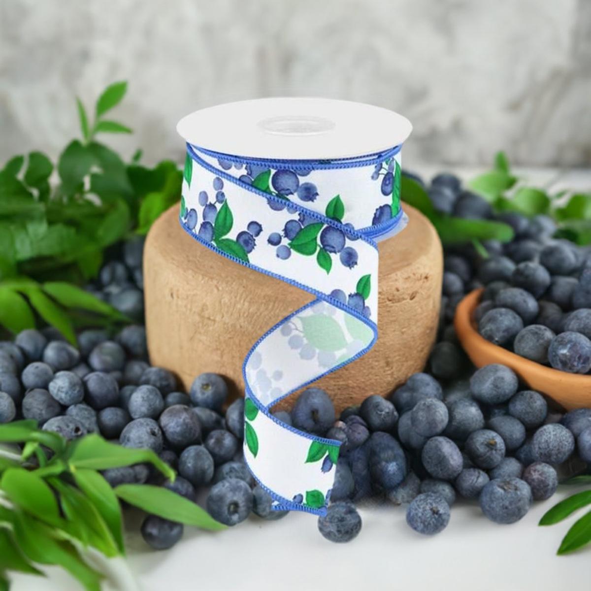 Shop For 1.5" Blueberry Ribbon: White (10 Yards) at Michelle's aDOORable Creations