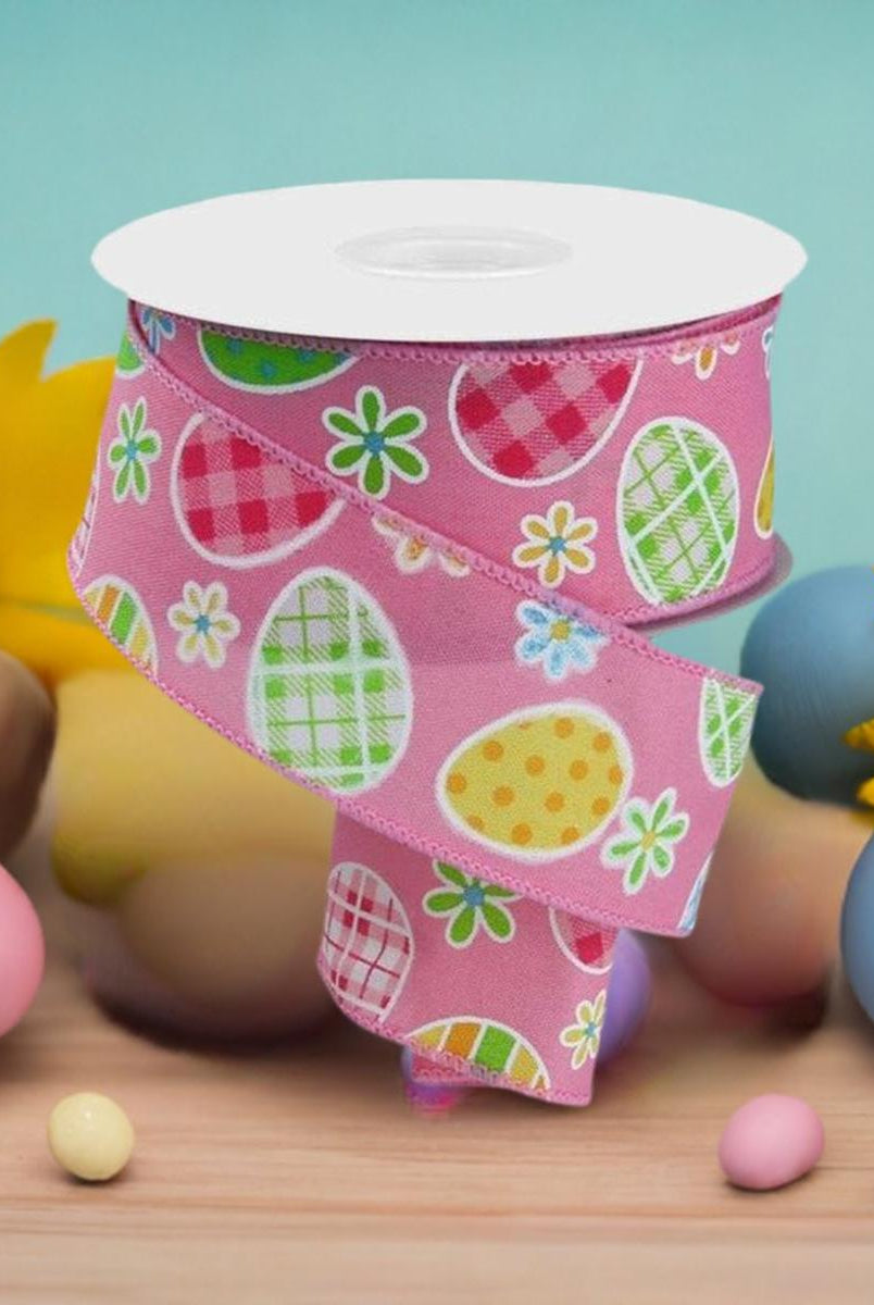 Shop For 1.5" Check Plaid Easter Egg Ribbon: Light Pink (10 Yards) at Michelle's aDOORable Creations