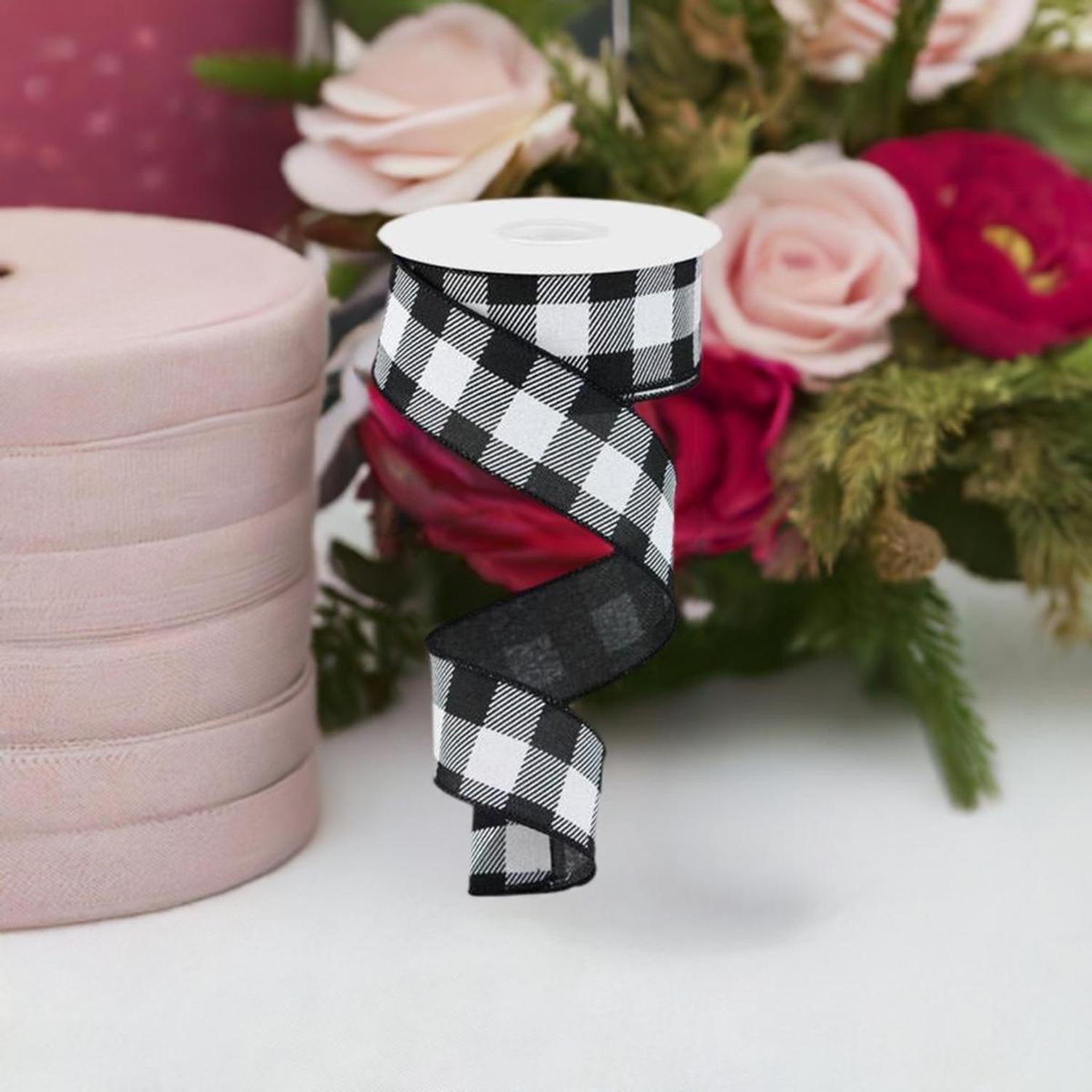 Shop For 1.5" Checked Plaid Ribbon: Black & White (10 Yards) at Michelle's aDOORable Creations