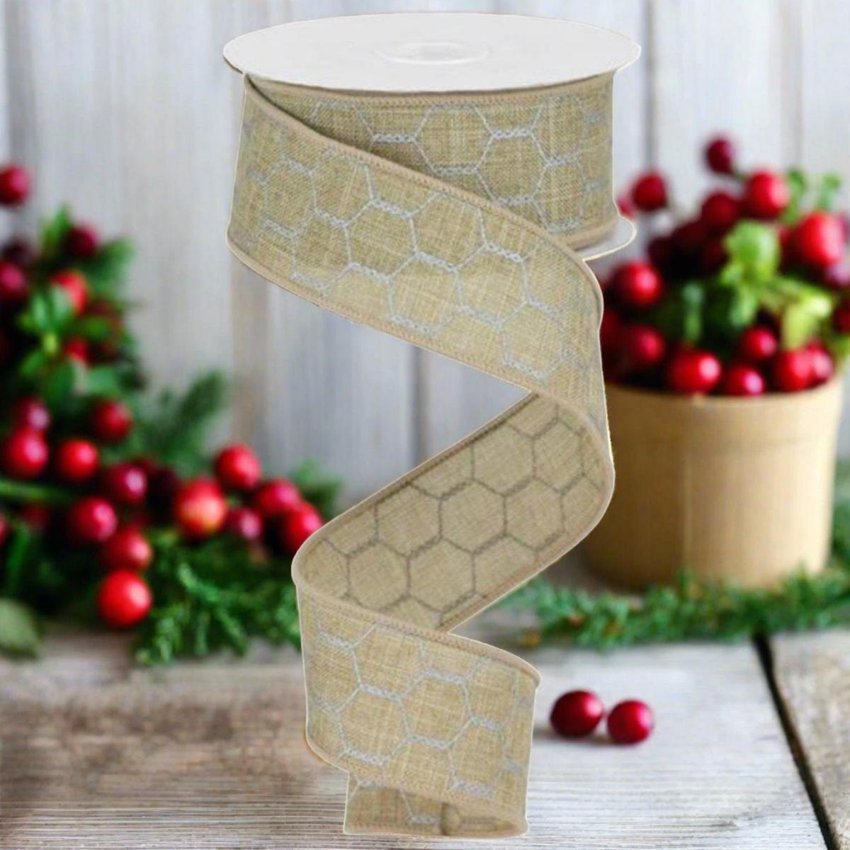 Shop For 1.5" Chicken Wire Ribbon: Light Beige (10 Yards) at Michelle's aDOORable Creations