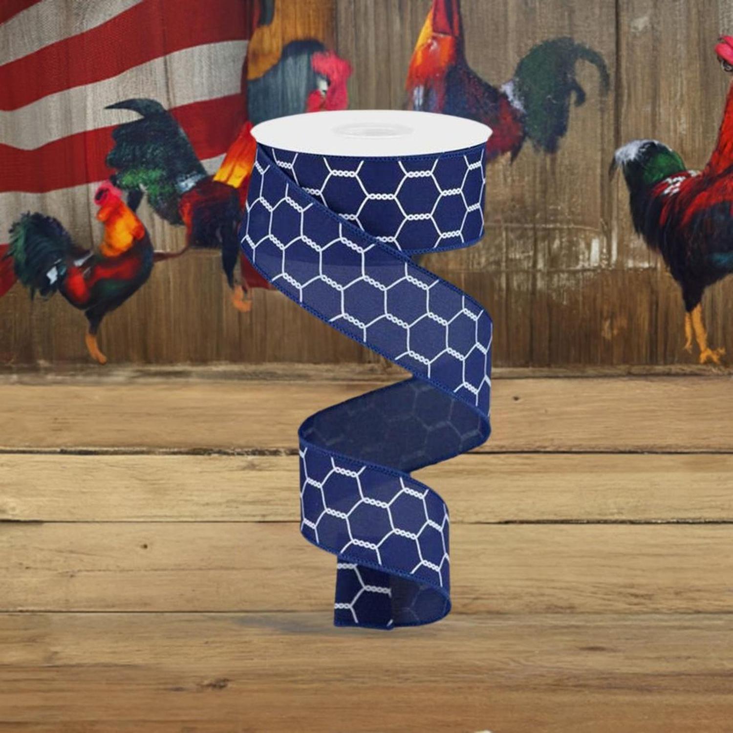 Shop For 1.5" Chicken Wire Ribbon: Navy Blue (10 Yards) at Michelle's aDOORable Creations