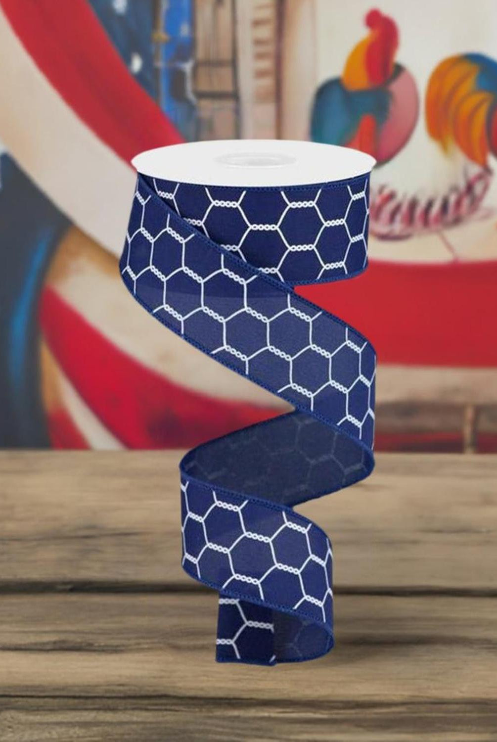 Shop For 1.5" Chicken Wire Ribbon: Navy Blue (10 Yards) at Michelle's aDOORable Creations