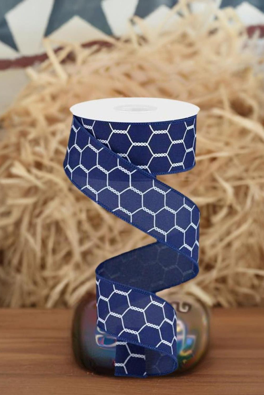 Shop For 1.5" Chicken Wire Ribbon: Navy Blue (10 Yards) at Michelle's aDOORable Creations