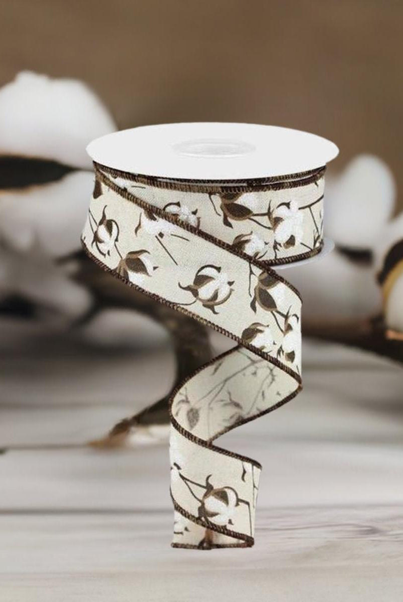 Shop For 1.5" Cotton Pod Ribbon: Cream & White (10 Yards) at Michelle's aDOORable Creations