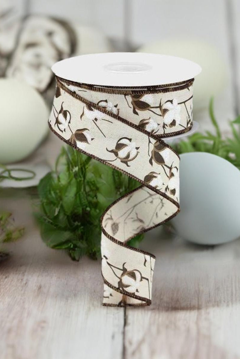 Shop For 1.5" Cotton Pod Ribbon: Cream & White (10 Yards) at Michelle's aDOORable Creations
