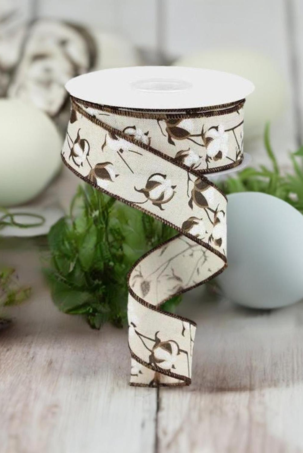 Shop For 1.5" Cotton Pod Ribbon: Cream & White (10 Yards) at Michelle's aDOORable Creations