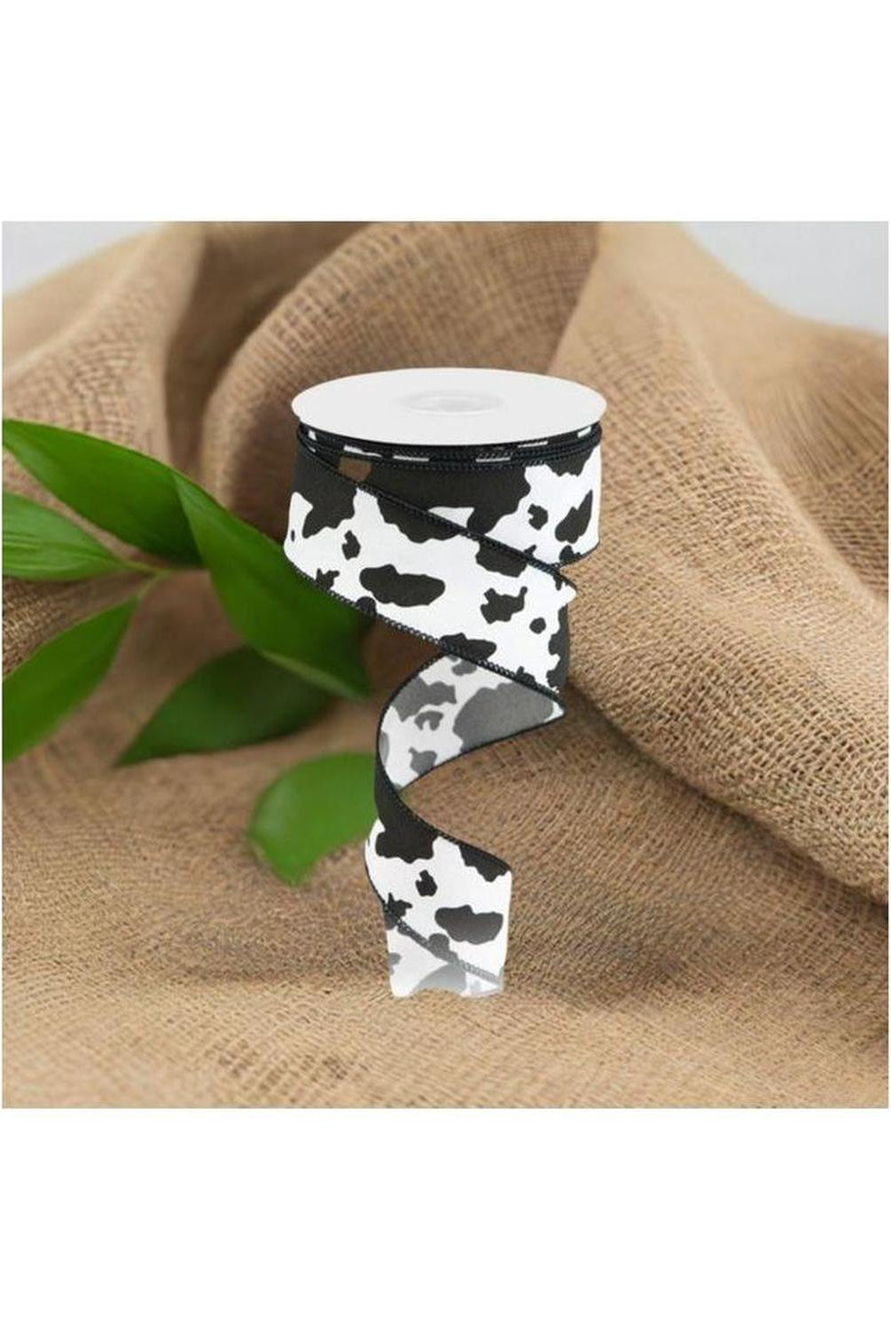 Shop For 1.5" Cowhide Print Ribbon: Black & White (10 Yards) at Michelle's aDOORable Creations