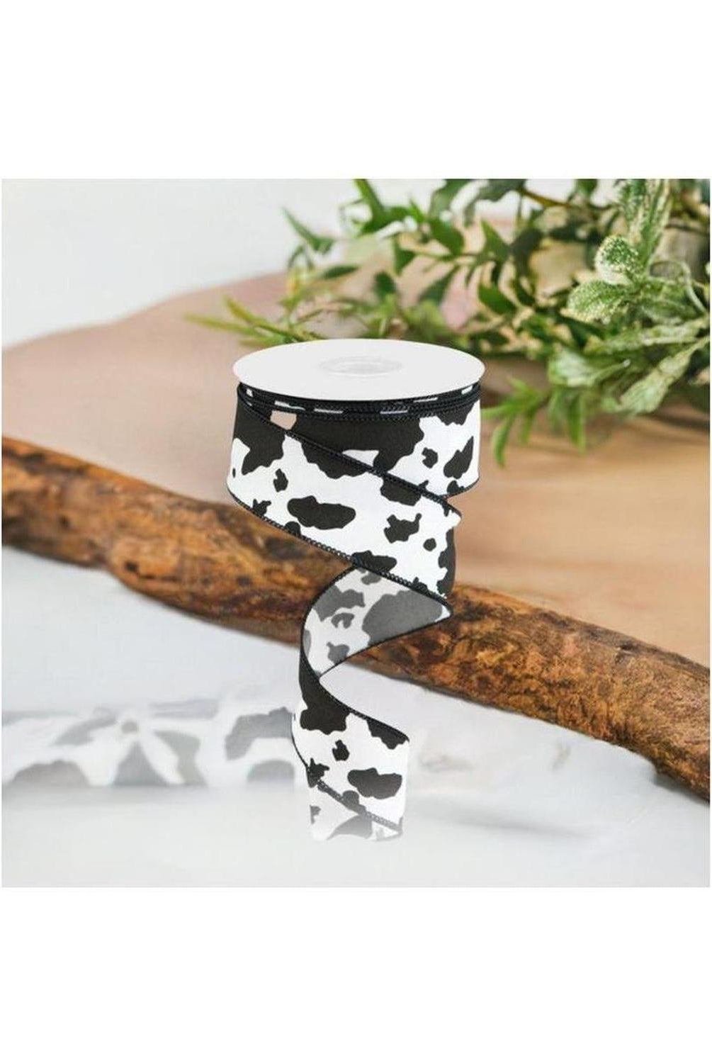 Shop For 1.5" Cowhide Print Ribbon: Black & White (10 Yards) at Michelle's aDOORable Creations