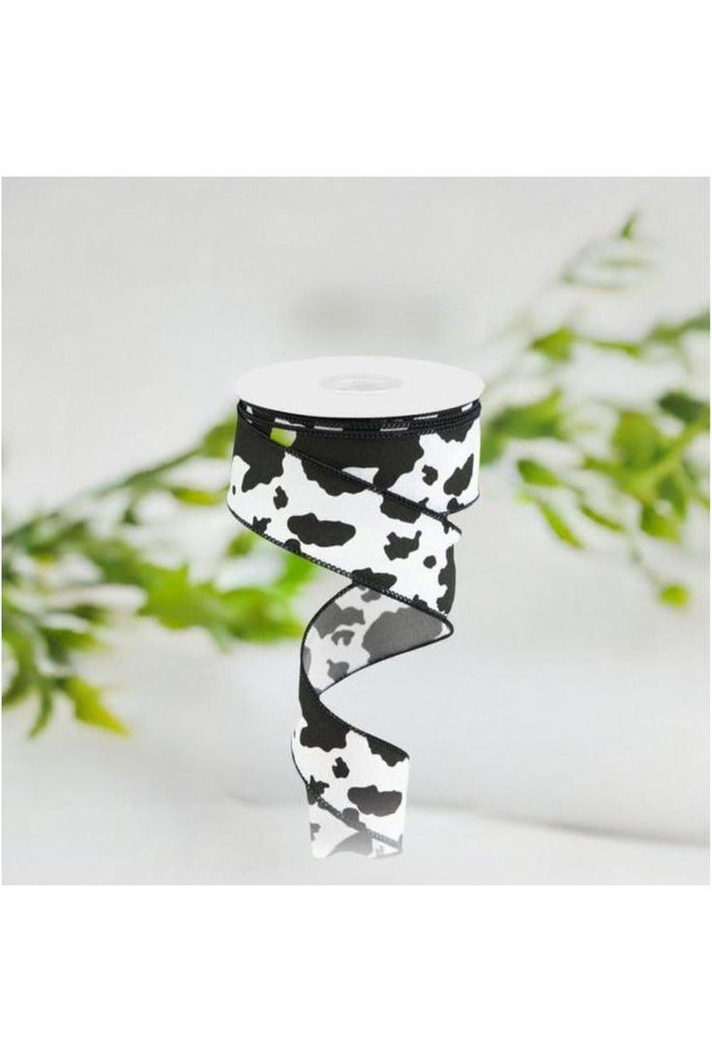 Shop For 1.5" Cowhide Print Ribbon: Black & White (10 Yards) at Michelle's aDOORable Creations