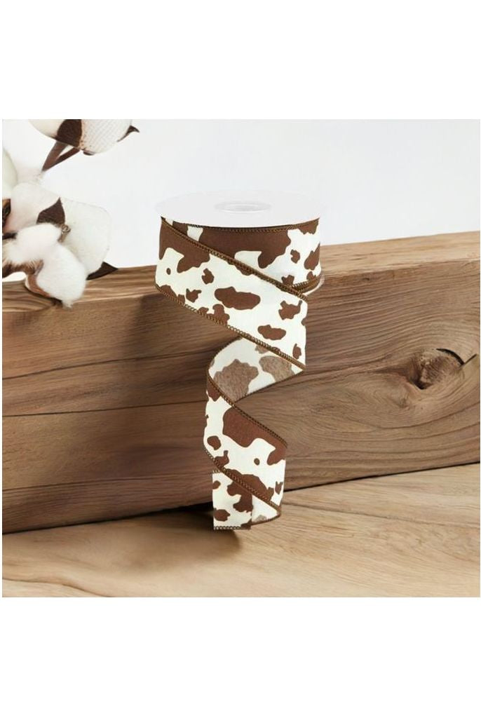 Shop For 1.5" Cowhide Print Ribbon: Brown & Ivory (10 Yards) at Michelle's aDOORable Creations