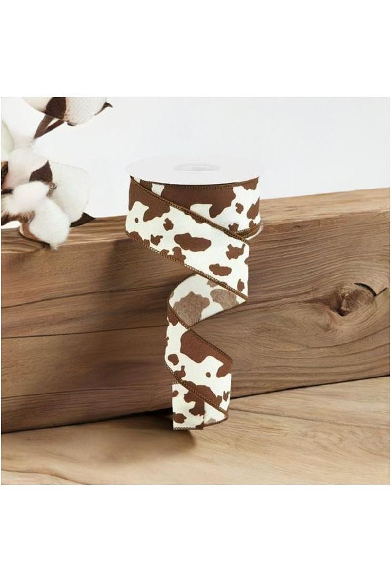 Shop For 1.5" Cowhide Print Ribbon: Brown & Ivory (10 Yards) at Michelle's aDOORable Creations