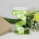 Shop For 1.5" Diagonal Check On Royal Ribbon: Bright Green & White (10 Yards) at Michelle's aDOORable Creations