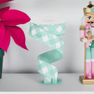 Shop For 1.5" Diagonal Check On Royal Ribbon: Mint Green & White (10 Yards) at Michelle's aDOORable Creations