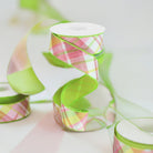 Shop For 1.5" Diagonal Plaid Fused Ribbon: Spring Green (10 Yards) at Michelle's aDOORable Creations