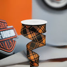 Shop For 1.5" Diagonal Stripe and Check Ribbon: Orange (10 Yards) at Michelle's aDOORable Creations
