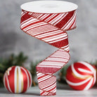 Shop For 1.5" Diagonal Stripes Ribbon: Red (10 Yards) at Michelle's aDOORable Creations