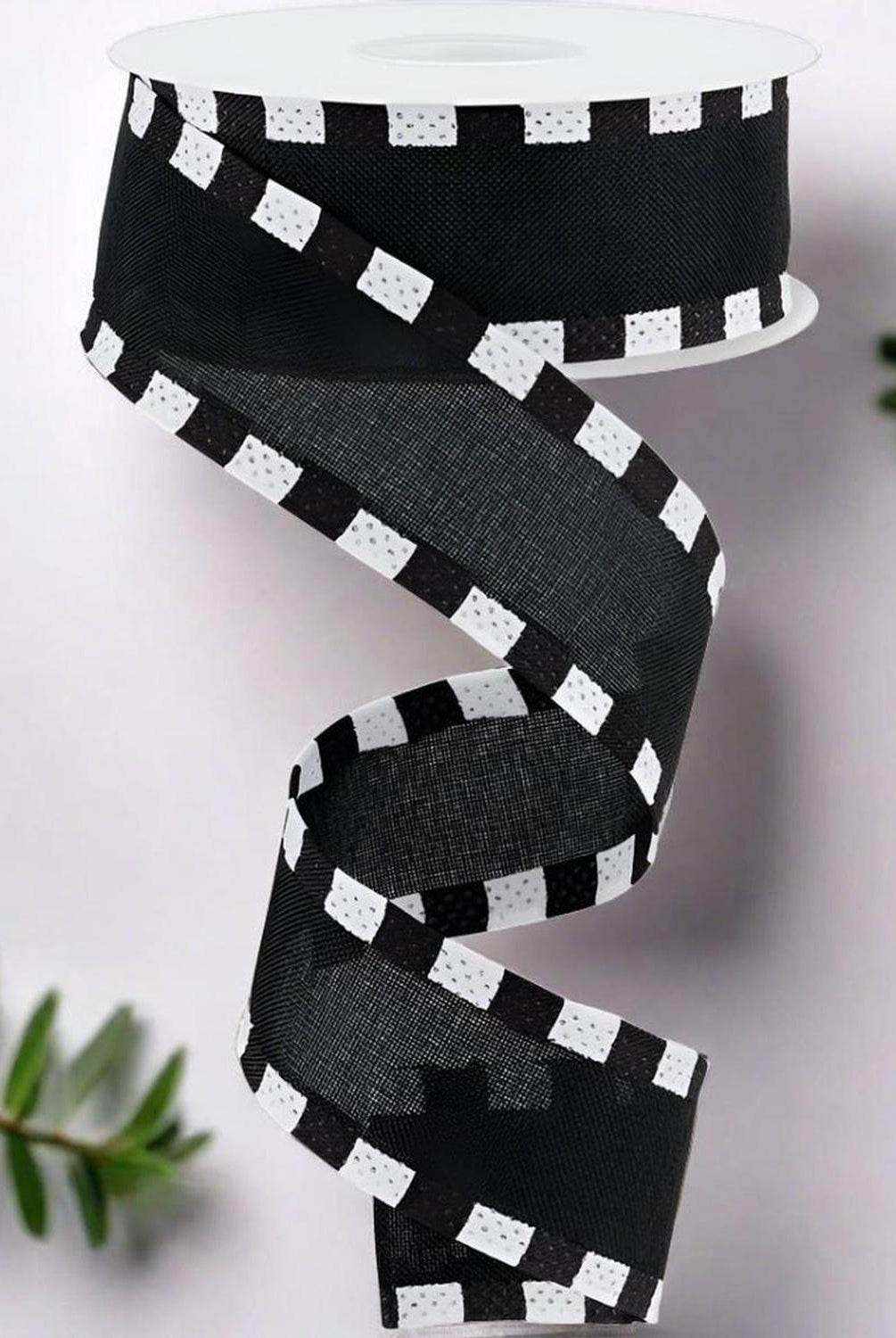 Shop For 1.5" Faux Royal Burlap/Stripe Edge Ribbon: Black (10 Yards) at Michelle's aDOORable Creations