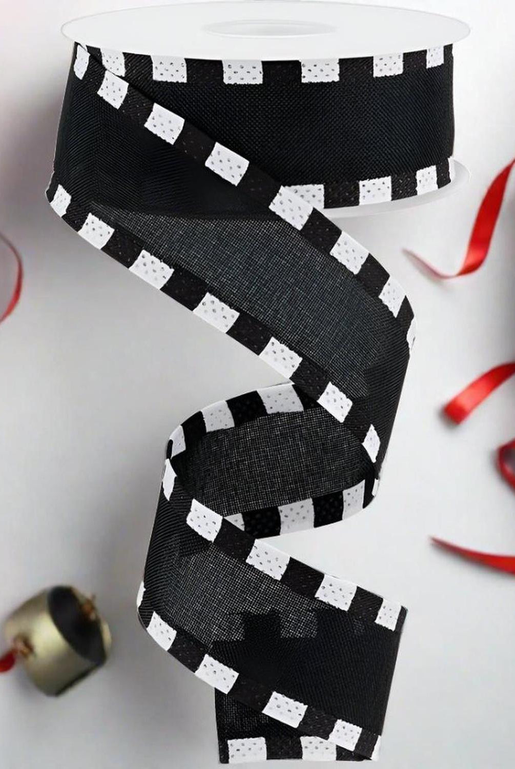 Shop For 1.5" Faux Royal Burlap/Stripe Edge Ribbon: Black (10 Yards) at Michelle's aDOORable Creations