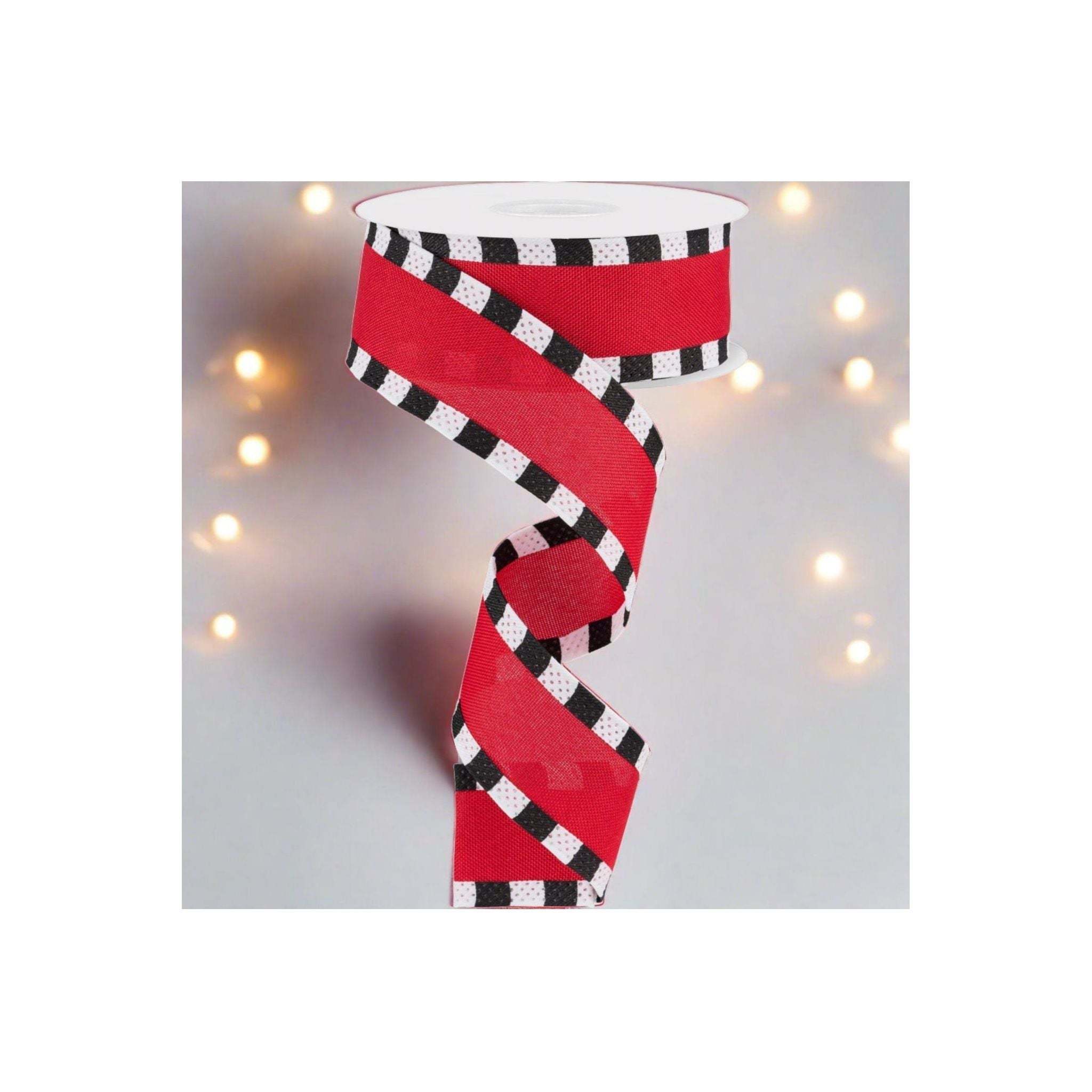 Shop For 1.5" Faux Royal Burlap/Stripe Edge Ribbon: Red (10 Yards) at Michelle's aDOORable Creations